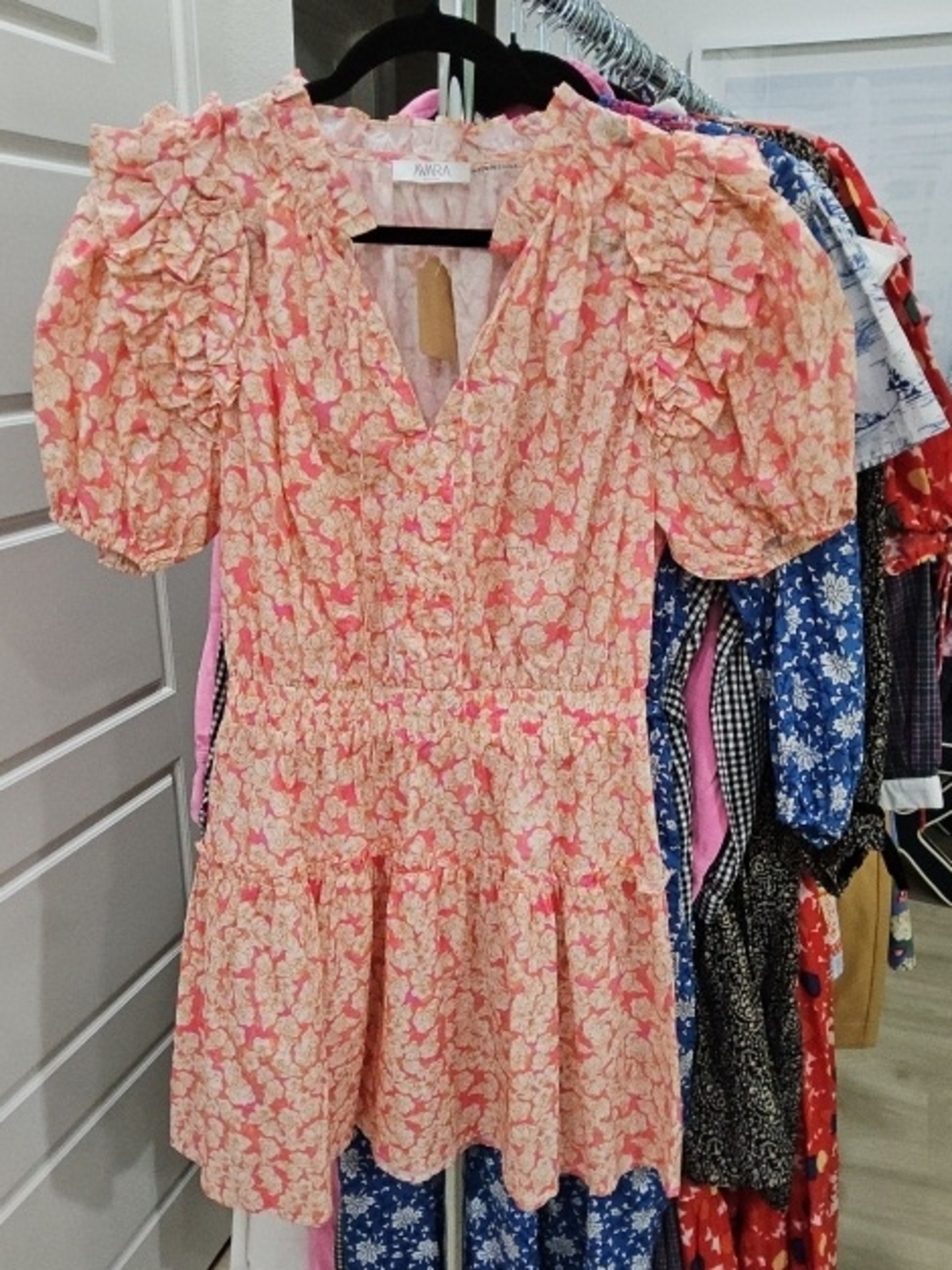 Avara Pink Floral Ruffle Short Dress